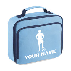 Personalised Lunch Bag Football Boys School Insulated Any Name Kids Snack Box