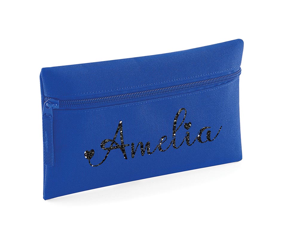 Personalised Pencil Case With Glitter Name School Equipment Pens Bag Case Gift