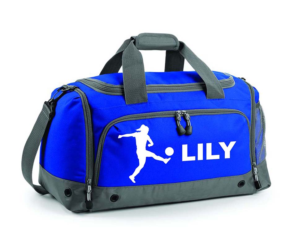 Personalised Football Player Holdall With Your Name Or Club Kids girls women Kit Bag Water-Resistant Unisex Comfortable