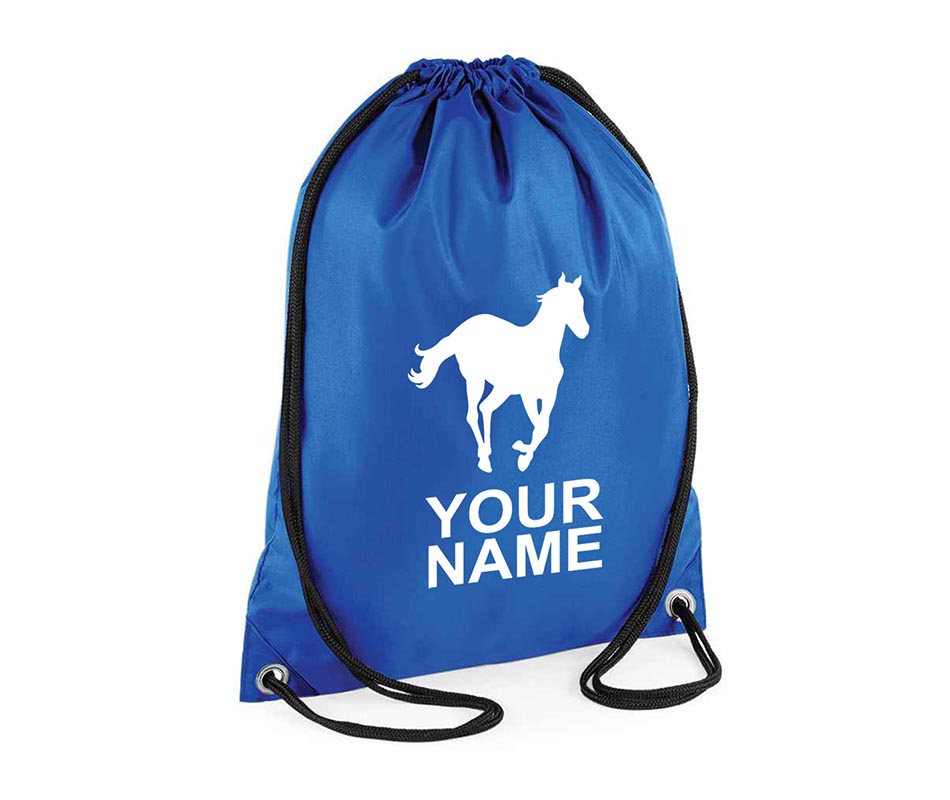 Personalised Unisex Equestrian Pull String Bag Drawstring Ballet Kids Gift Casual Backpack