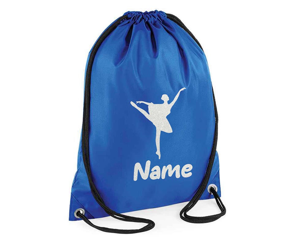 Personalised Dance Pull String Bag Girls Glitter Drawstring Ballet Kids Gift