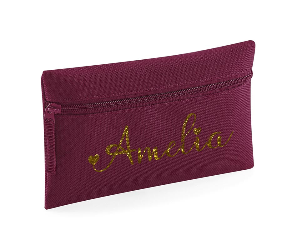 Personalised Pencil Case With Glitter Name School Equipment Pens Bag Case Gift