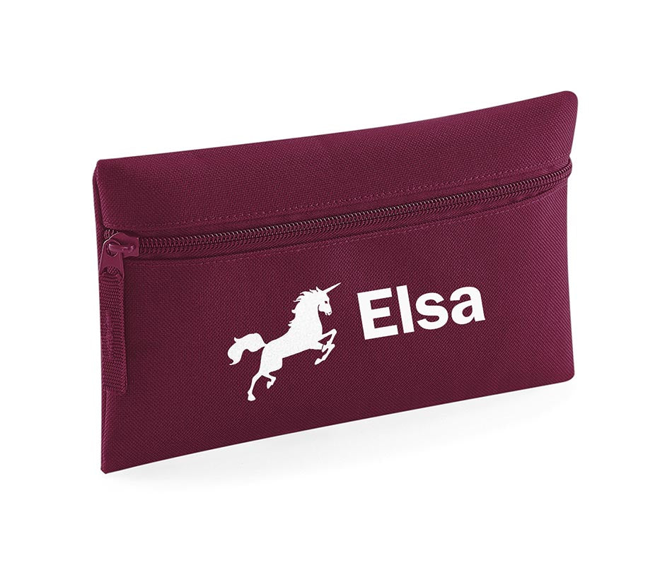 Personalised Pencil Case With Unicorn Print School Equipment Pens Bag Case Gift