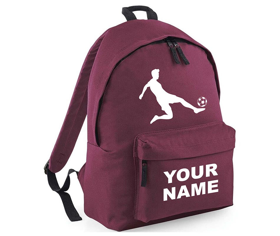 Personalised Football Player School Backpack Bag Kids Any Name Text Girls Boys Rucksack Casual and Travel Bag PE Kit