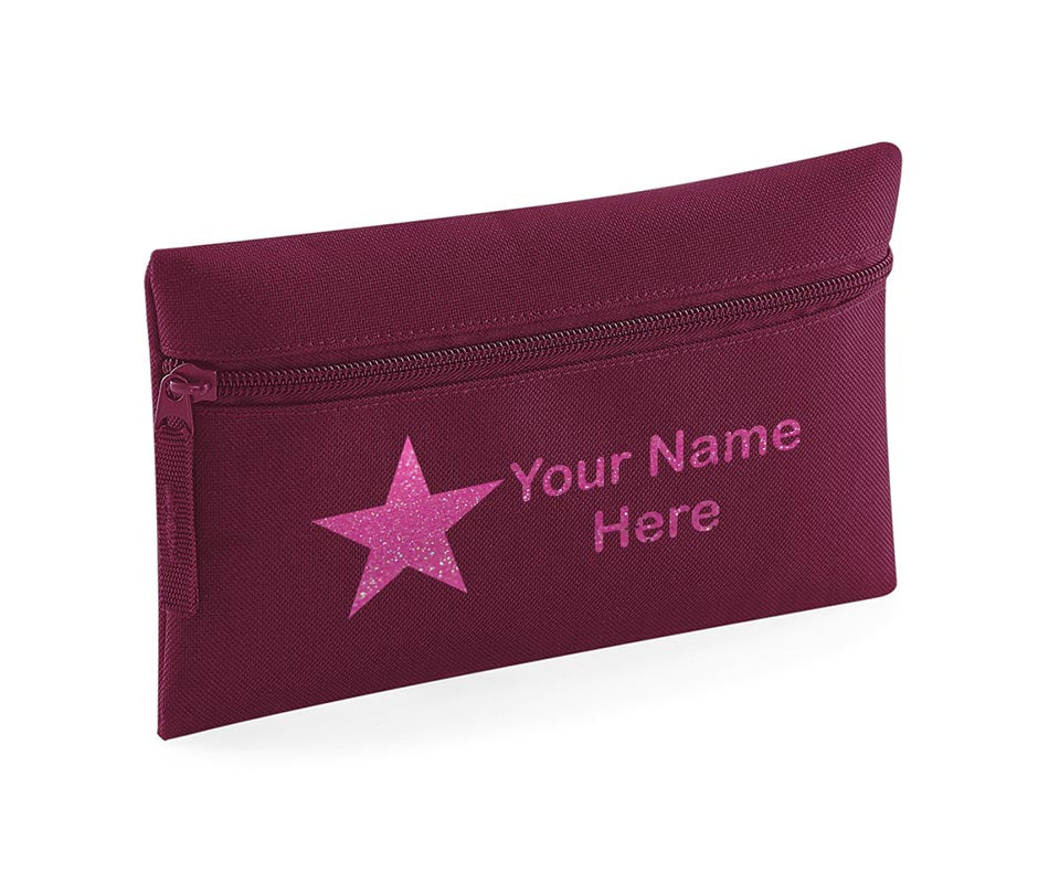 Personalised Pencil Case With Star Print And Name School Equipment Pens Bag Case