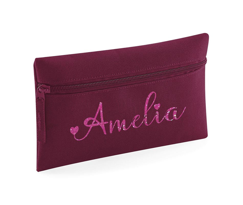 Personalised Pencil Case With Glitter Name School Equipment Pens Bag Case Gift