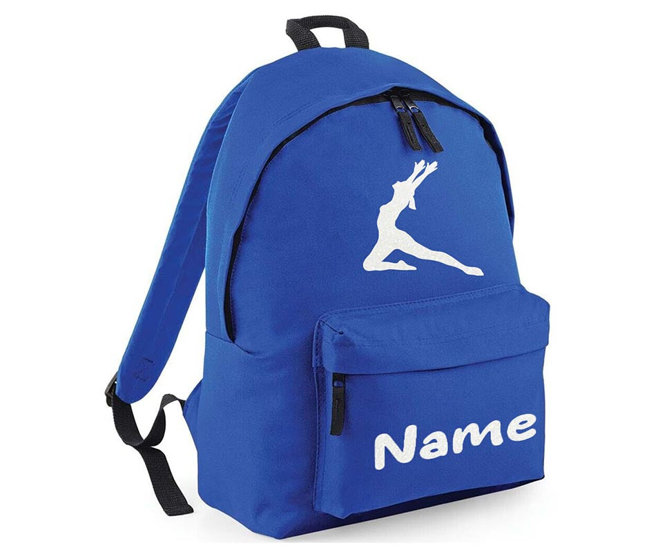 Personalised Gymnastics Leaping dancer School Backpack Kids Any Name Text Girls