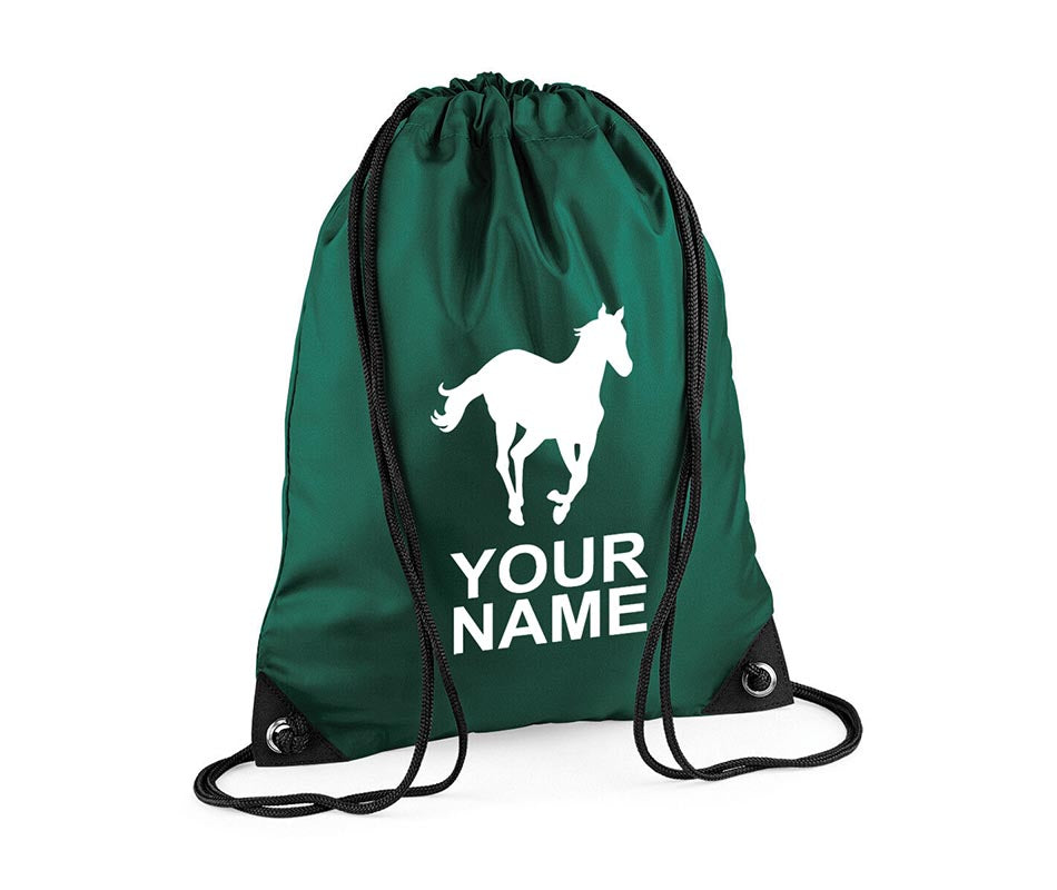 Personalised Unisex Equestrian Pull String Bag Drawstring Ballet Kids Gift Casual Backpack