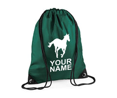 Personalised Unisex Equestrian Pull String Bag Drawstring Ballet Kids Gift Casual Backpack