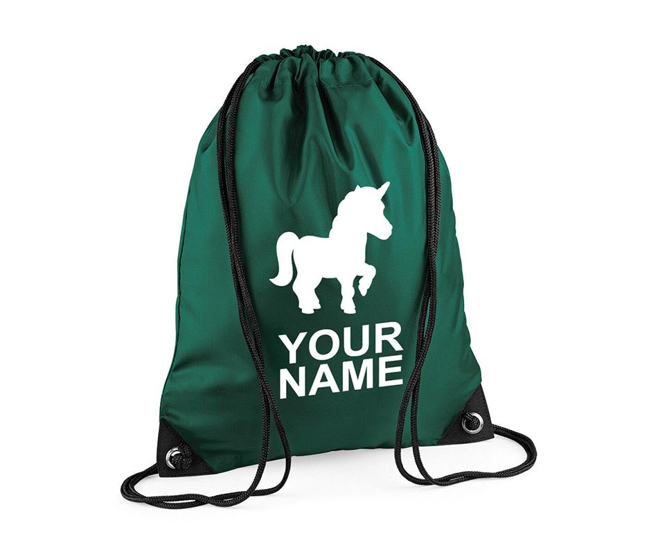 Personalised Unisex Unicorn Pull String Bag Drawstring Ballet Kids Gift Casual Backpack