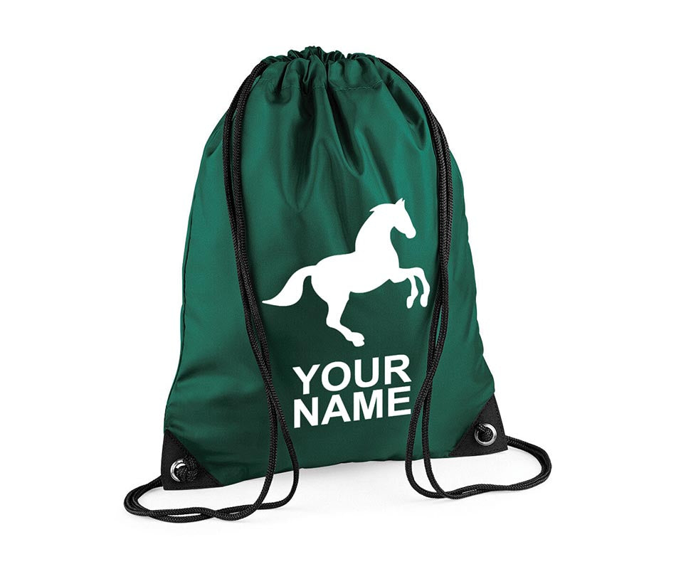 Personalised Unisex Equestrian Pull String Bag Drawstring Ballet Kids Gift Casual Backpack