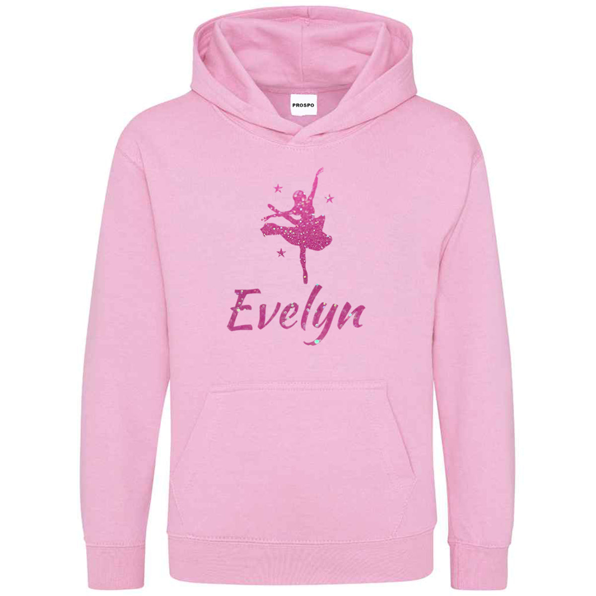 Personalised Dancing Gymnastic Girl Hoodie Custom Glitter Printed Name Hoodies