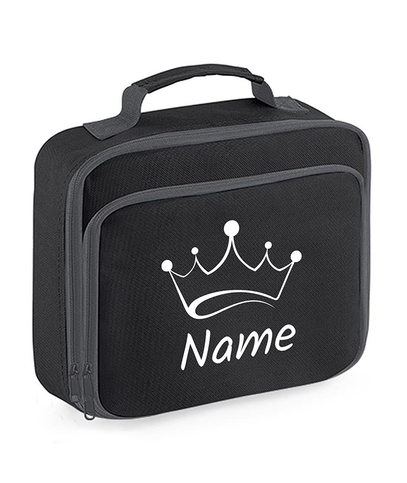 Personalised Crown Lunch Box Custom Name School Kids Boys Girls Insulated Bag