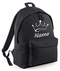 Personalised School Backpack Bag Kids Any Name Text Girls Crown Rucksack PE Kit