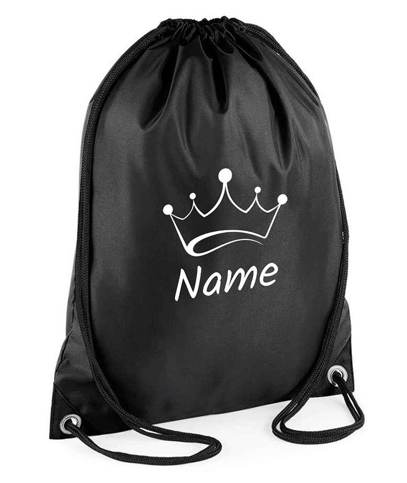 Personalised Crown Pull String Bag Unisex Drawstring Ballet Kids Gift