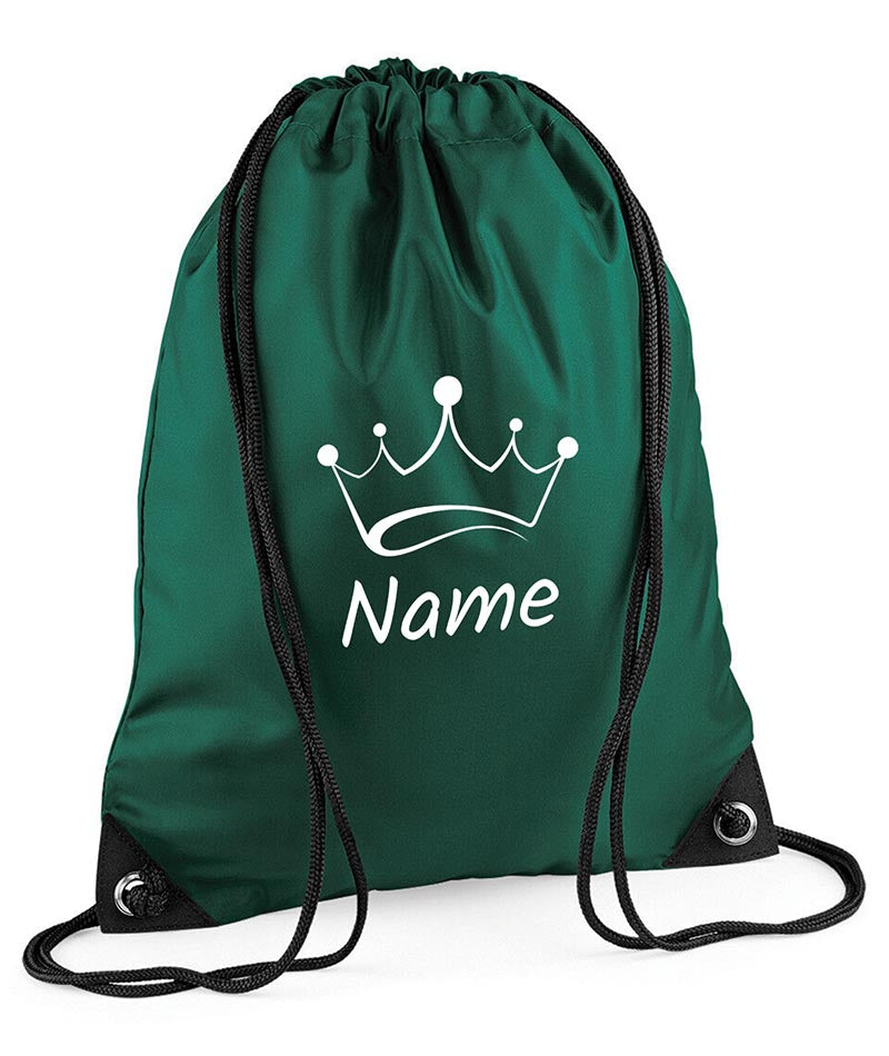 Personalised Crown Pull String Bag Unisex Drawstring Ballet Kids Gift