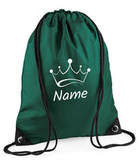 Personalised Crown Pull String Bag Unisex Drawstring Ballet Kids Gift