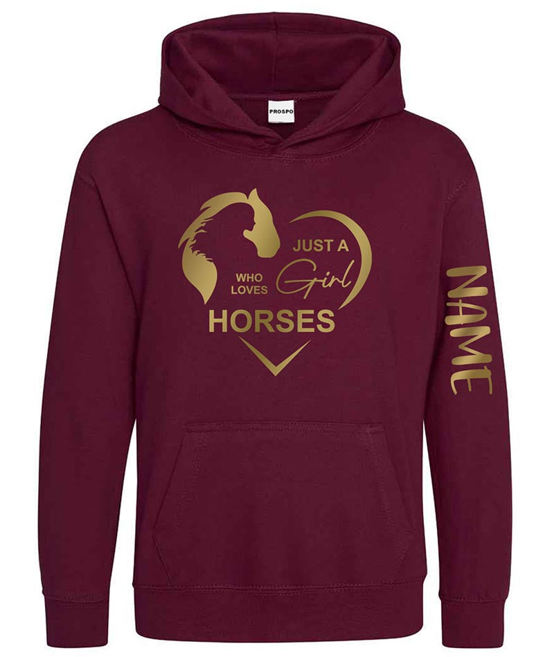 Personalised Equestrian Glitter Hoodie Custom Printed Name Girls Hoodies Jumper