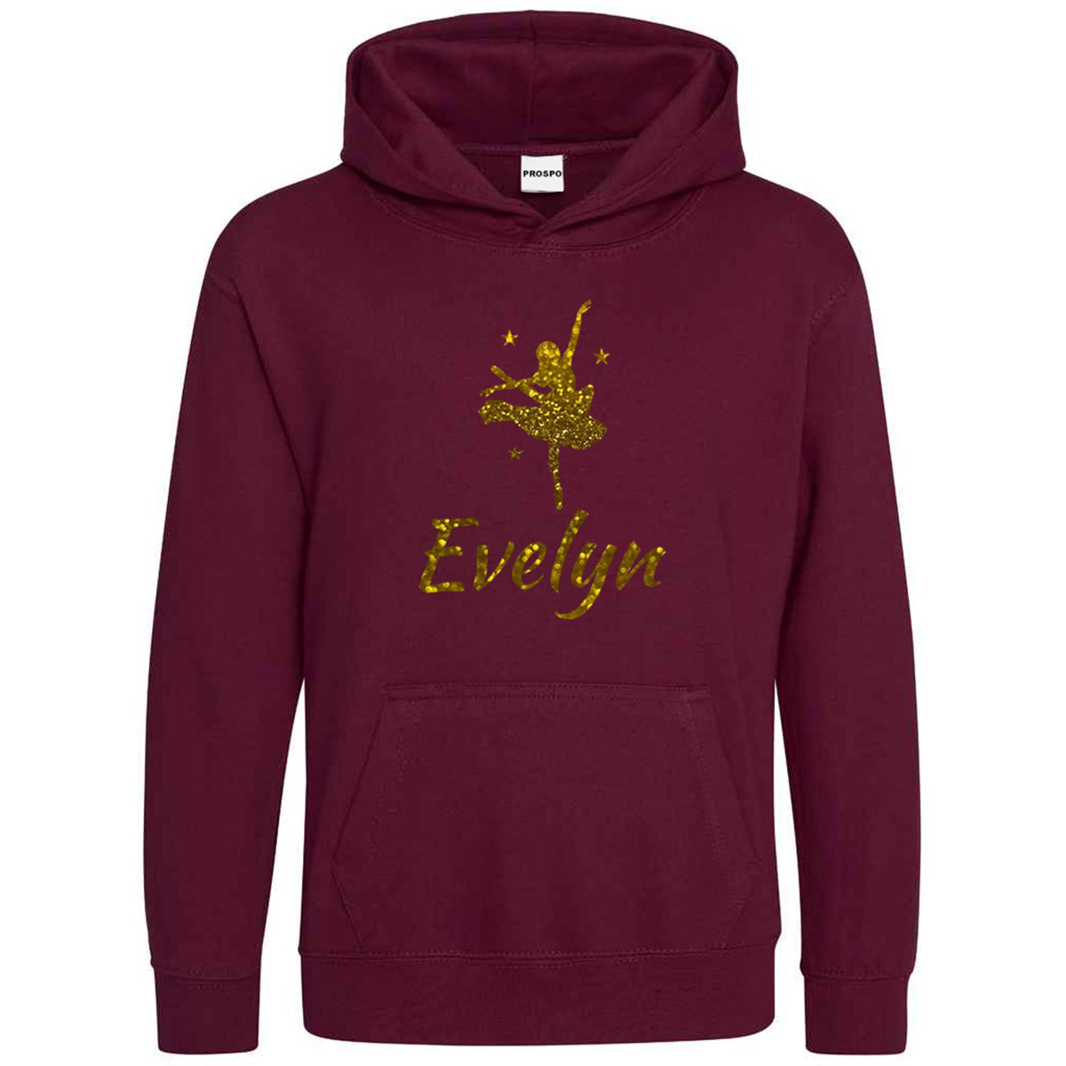 Personalised Dancing Gymnastic Girl Hoodie Custom Glitter Printed Name Hoodies