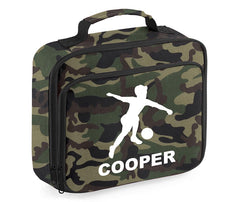 Personalised Football Player Lunch Bag Boys School Insulated Any Name Kids Snack Box