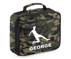 Personalised Football Player Lunch Bag Boys School Insulated Any Name Kids Snack Box