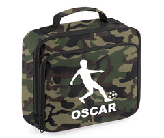 Personalised Football Player Lunch Bag Boys School Insulated Any Name Kids Snack Box