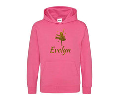 Personalised Dancing Gymnastic Girl Hoodie Custom Glitter Printed Name Hoodies