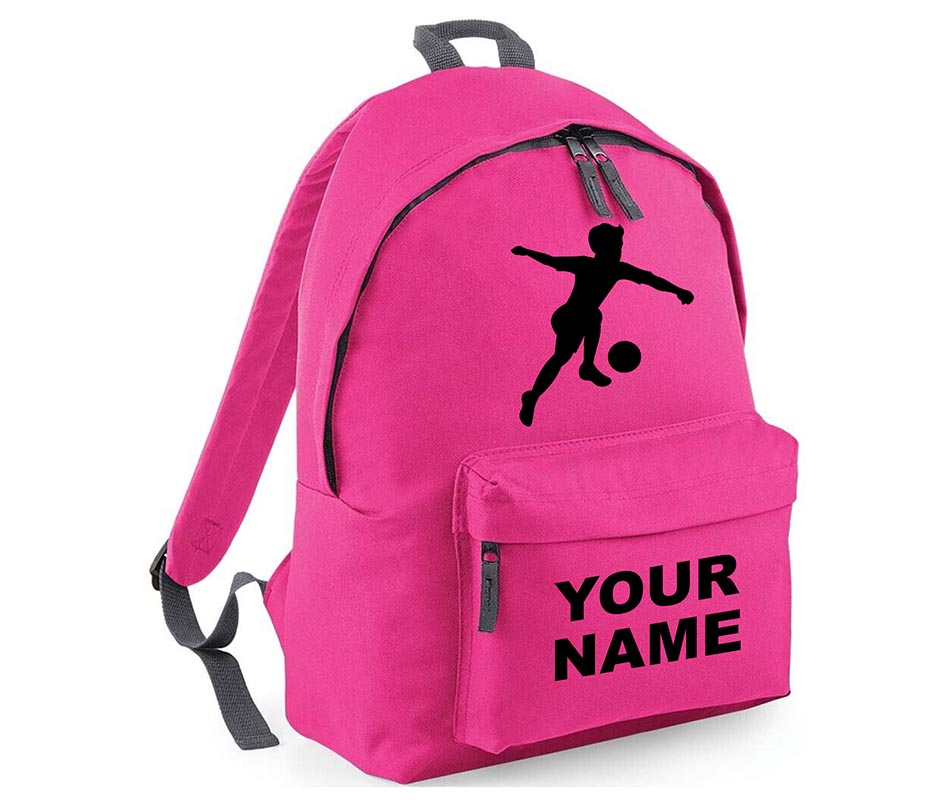 Personalised Football Player School Backpack Bag Kids Any Name Text Girls Boys Rucksack Casual and Travel Bag PE Kit