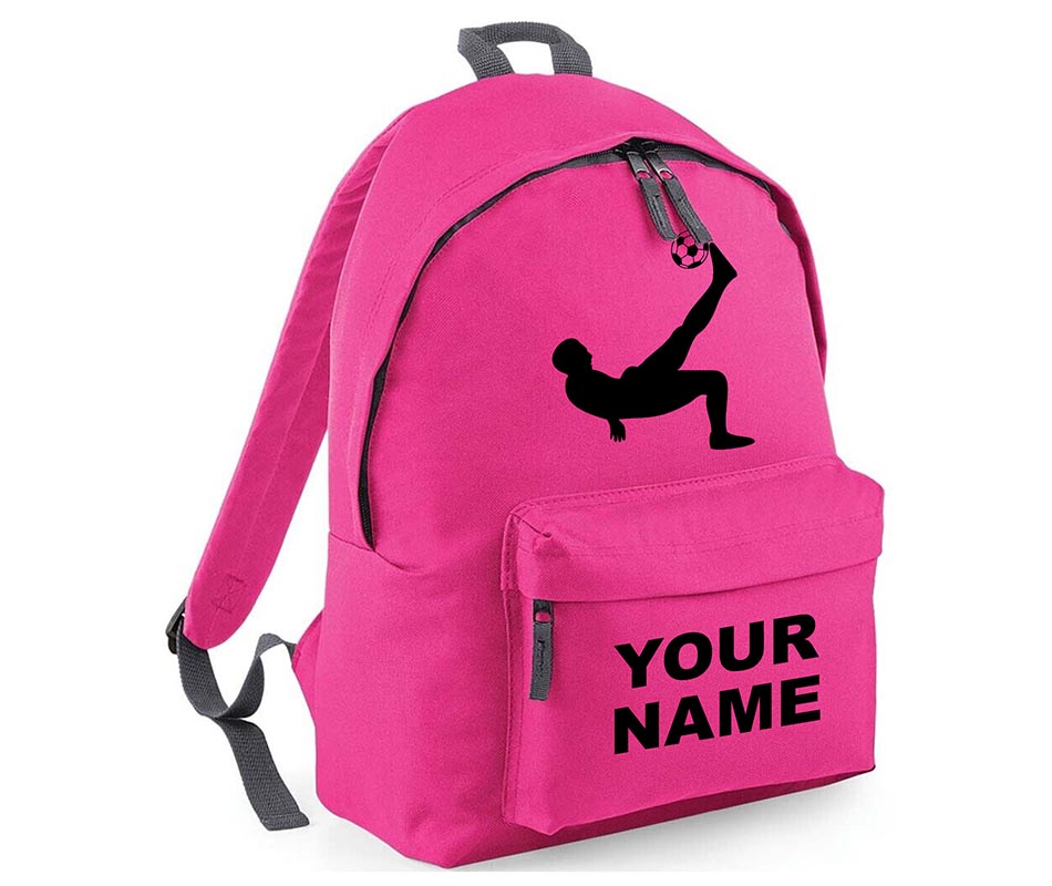 Personalised Football Player School Backpack Bag Kids Any Name Text Girls Boys Rucksack Casual and Travel Bag PE Kit