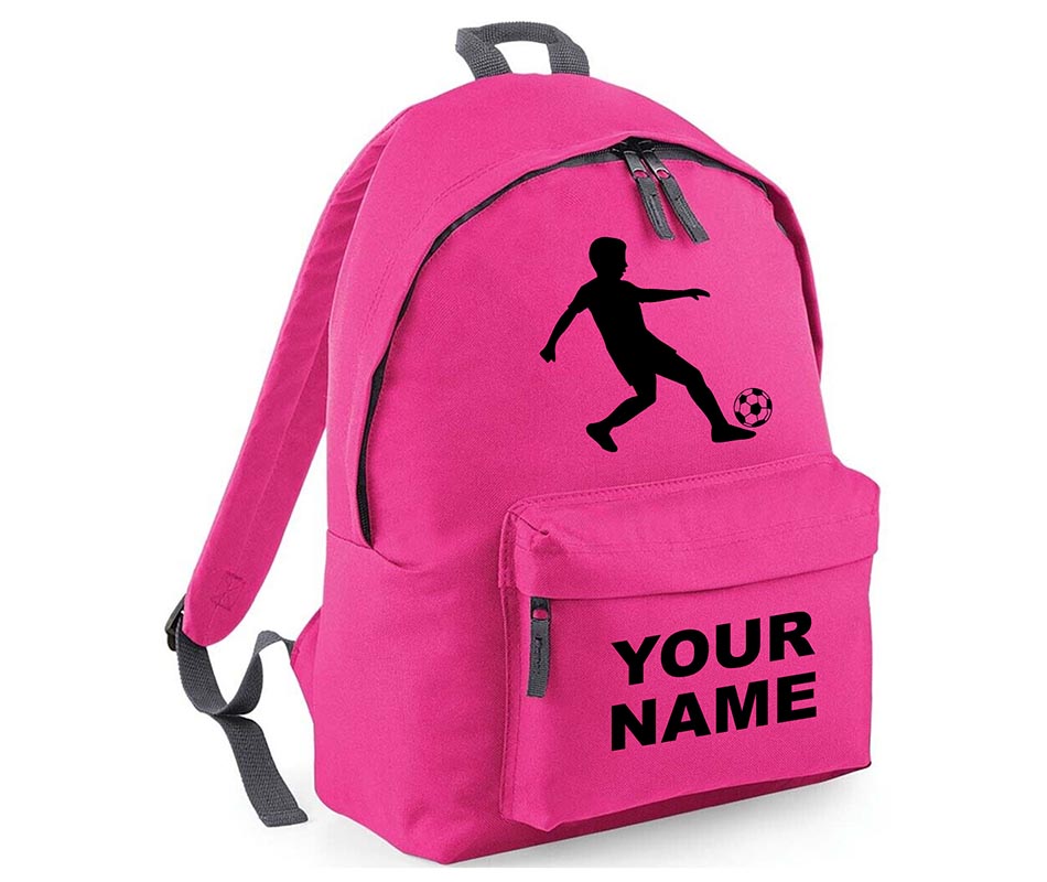 Personalised Football Player School Backpack Bag Kids Any Name Text Girls Boys Rucksack Casual and Travel Bag PE Kit