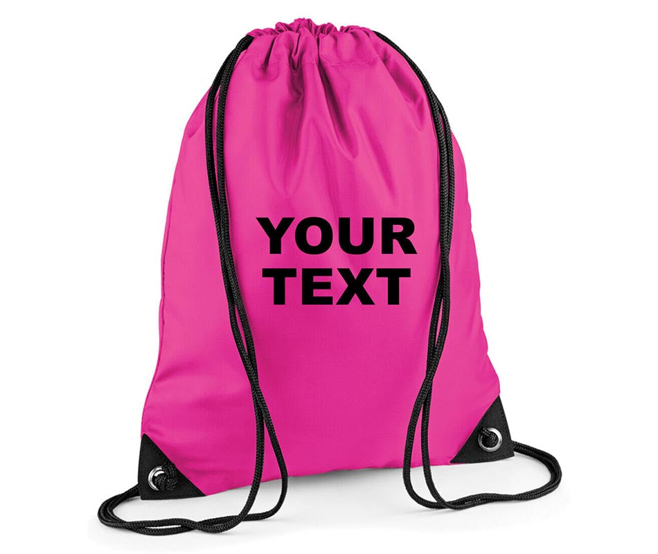 Personalised Drawstring Bag Sack School backpack PE Sports Swim Custom Print