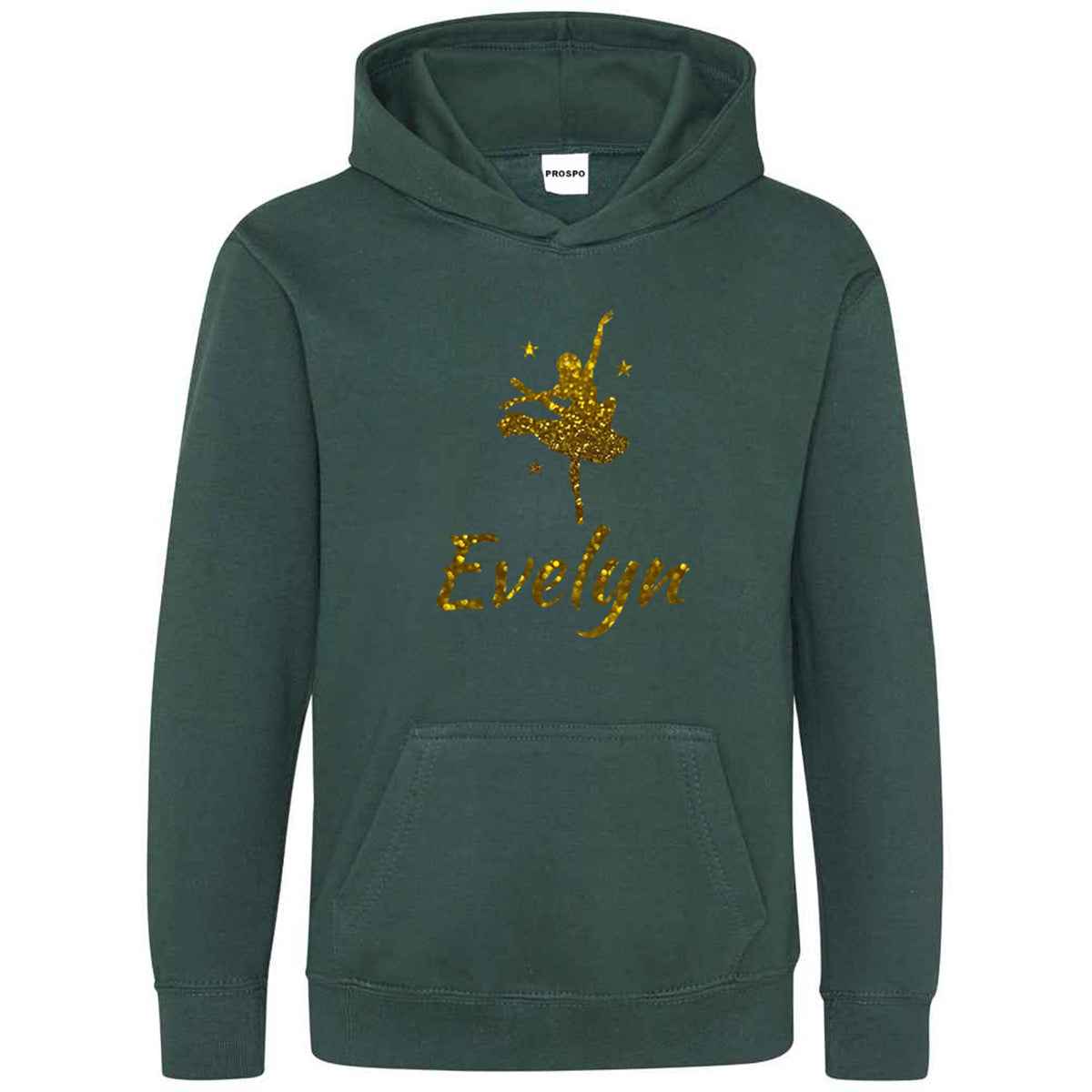 Personalised Dancing Gymnastic Girl Hoodie Custom Glitter Printed Name Hoodies