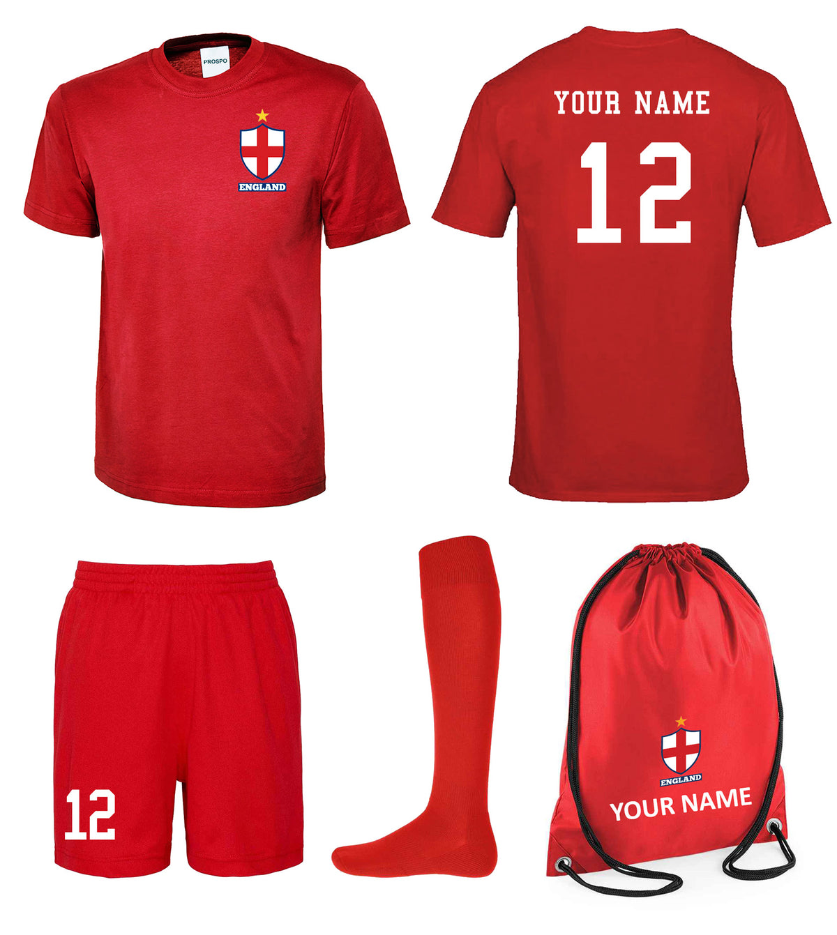 Children Personalised England Flag Badge Sports Football Kits