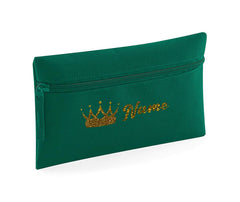 Personalised Pencil Case With Glitter Crown Name School Equipment Pens Bag Case