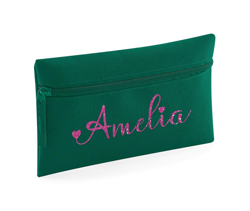 Personalised Pencil Case With Glitter Name School Equipment Pens Bag Case Gift