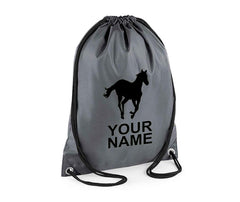 Personalised Unisex Equestrian Pull String Bag Drawstring Ballet Kids Gift Casual Backpack