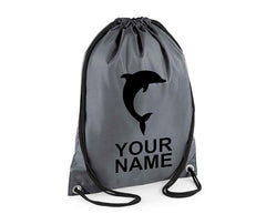 Personalised Dolphin Pull String Bag Unisex Drawstring Ballet Kids Gift