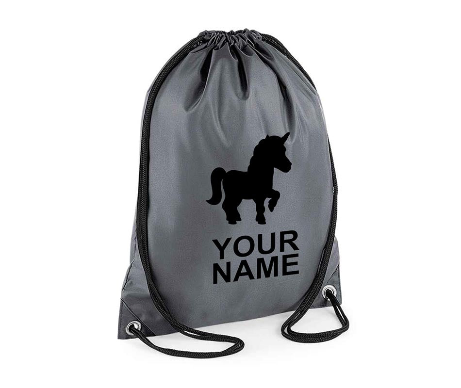 Personalised Unisex Unicorn Pull String Bag Drawstring Ballet Kids Gift Casual Backpack