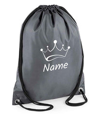 Personalised Crown Pull String Bag Unisex Drawstring Ballet Kids Gift