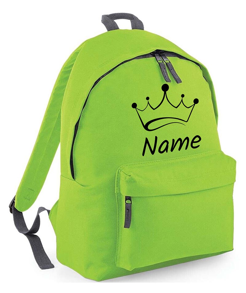 Personalised School Backpack Bag Kids Any Name Text Girls Crown Rucksack PE Kit