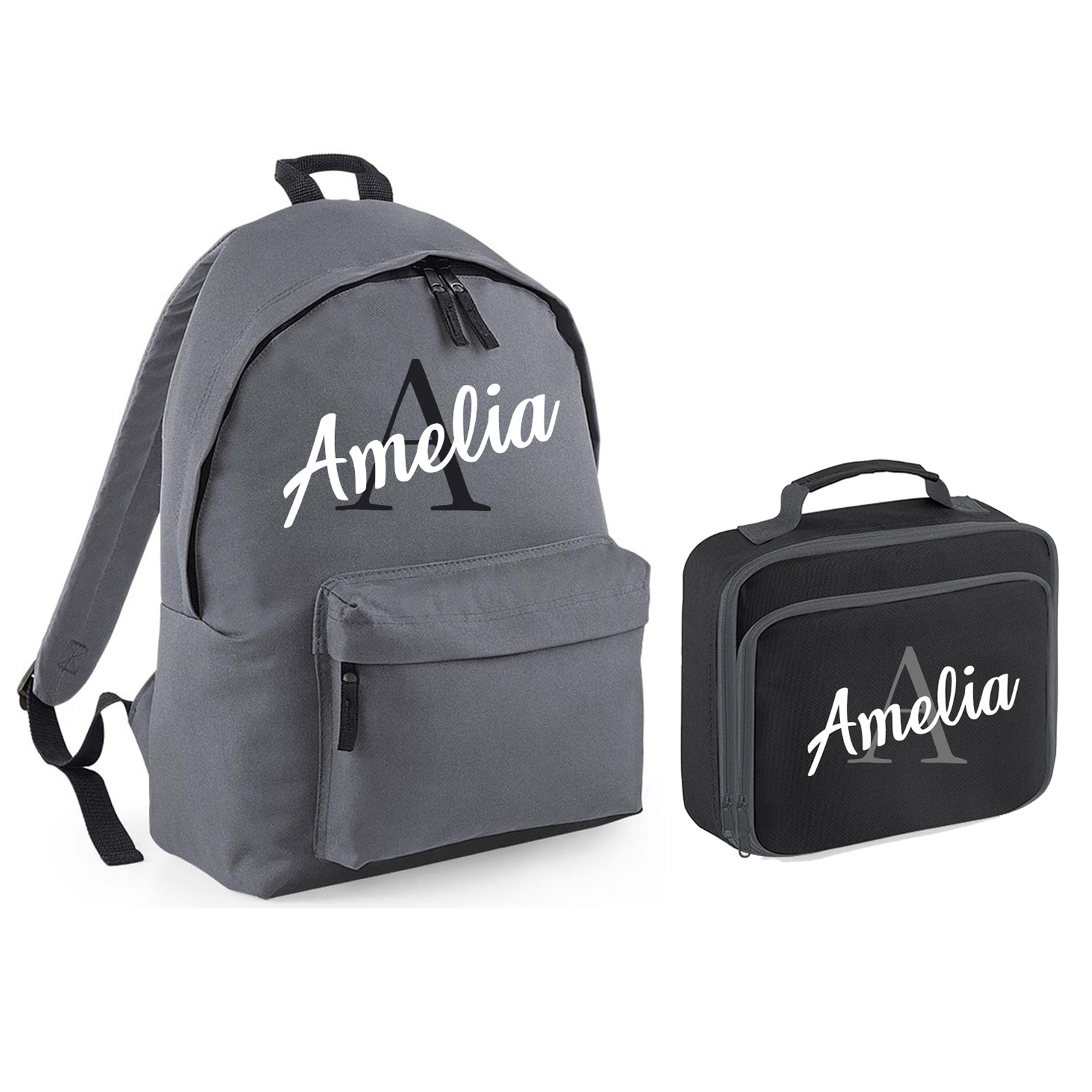 Personalised Name Backpack & Lunch Bag - Printed Customised Rucksack Kids School