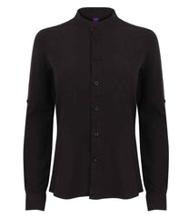 Henbury Ladies Mandarin Roll Sleeve AntiBac Wicking Shirt