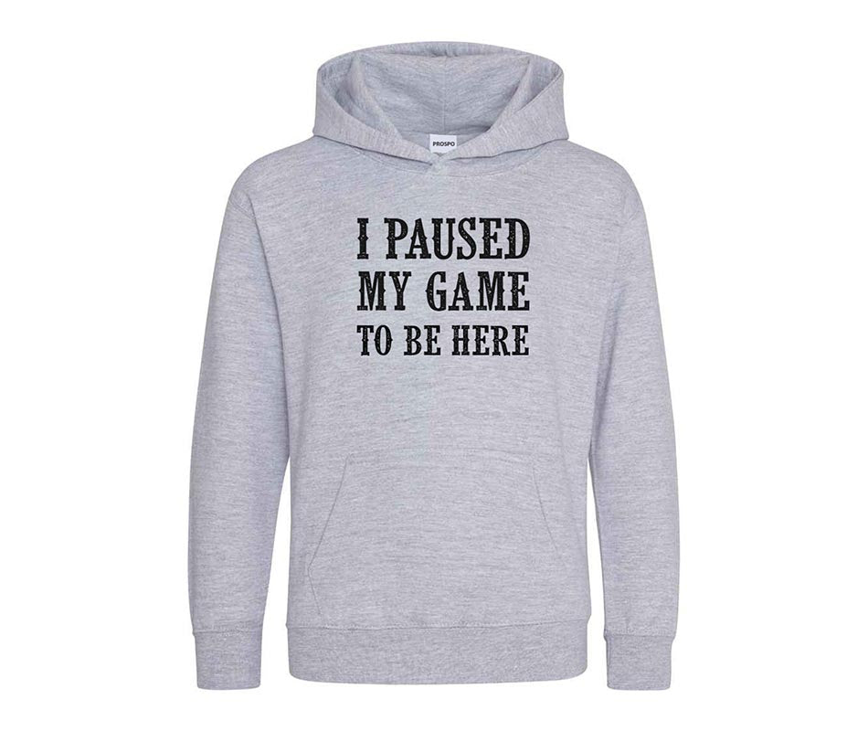 I Paused My Game Printed Text Kids Hoodie Outerwear Sportswear Unisex Hoodies