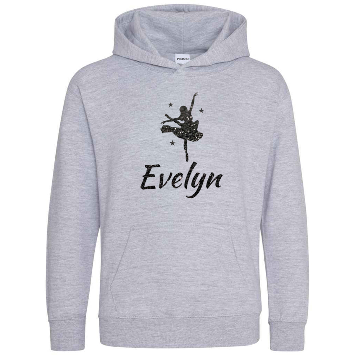 Personalised Dancing Gymnastic Girl Hoodie Custom Glitter Printed Name Hoodies