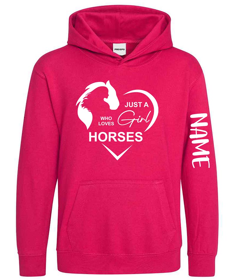 Personalised Equestrian Glitter Hoodie Custom Printed Name Girls Hoodies Jumper