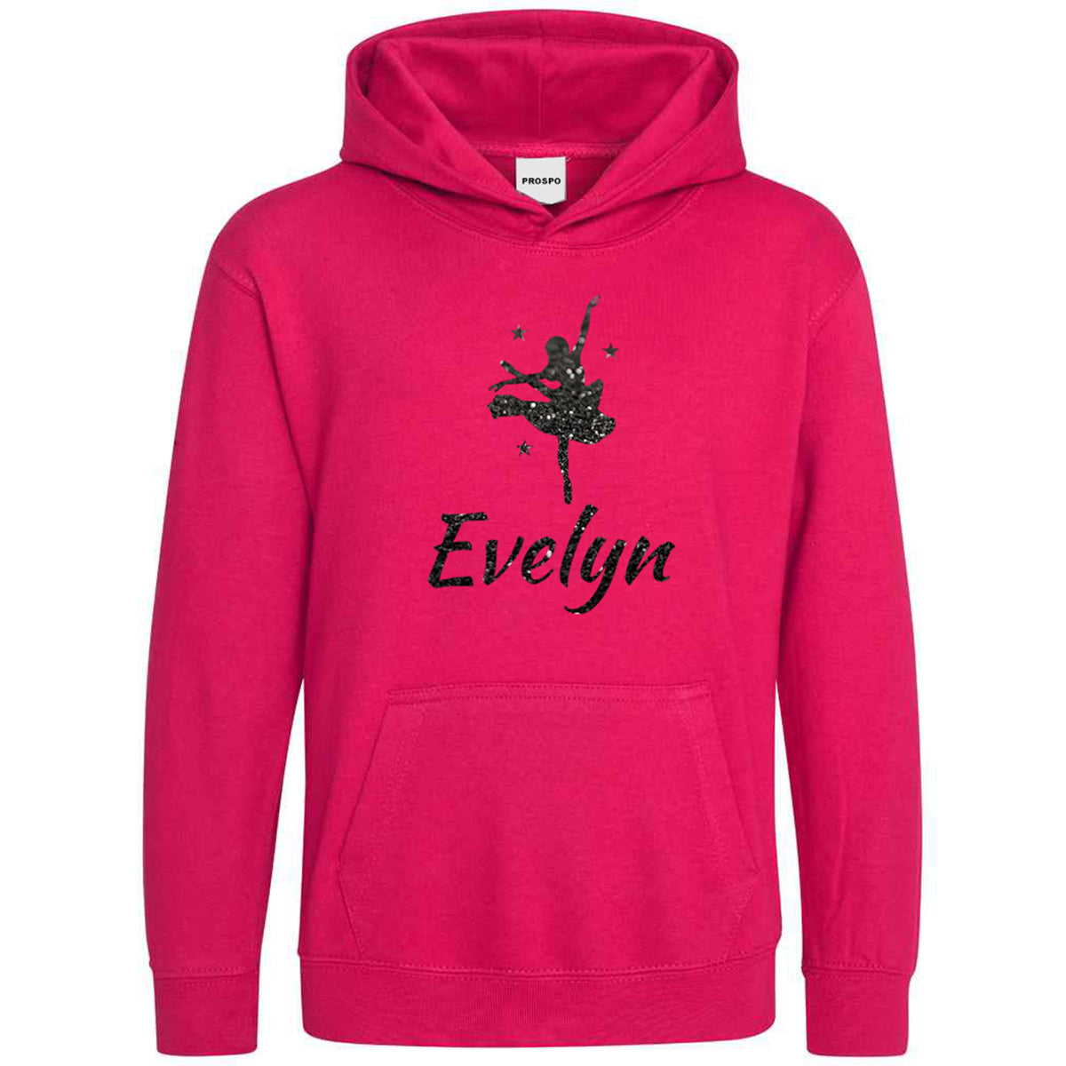 Personalised Dancing Gymnastic Girl Hoodie Custom Glitter Printed Name Hoodies