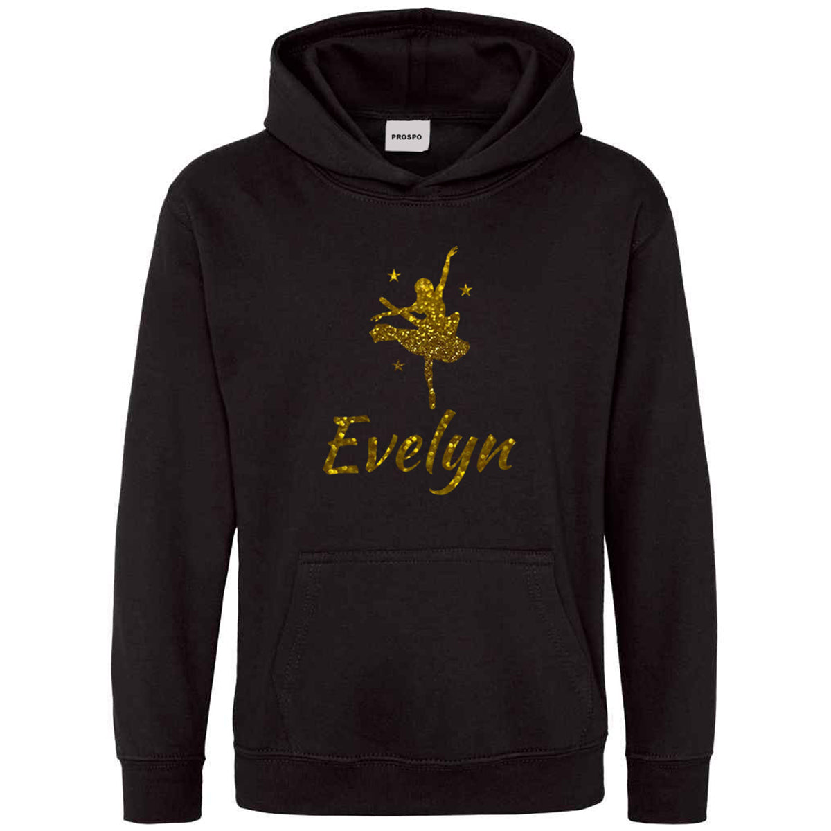 Personalised Dancing Gymnastic Girl Hoodie Custom Glitter Printed Name Hoodies