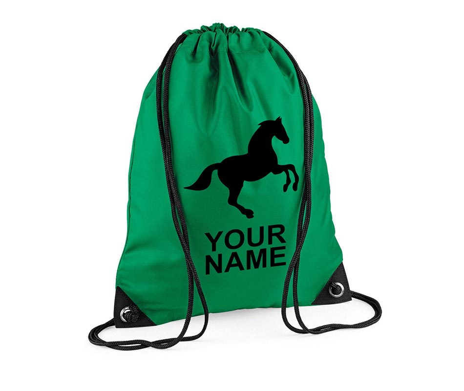 Personalised Unisex Equestrian Pull String Bag Drawstring Ballet Kids Gift Casual Backpack