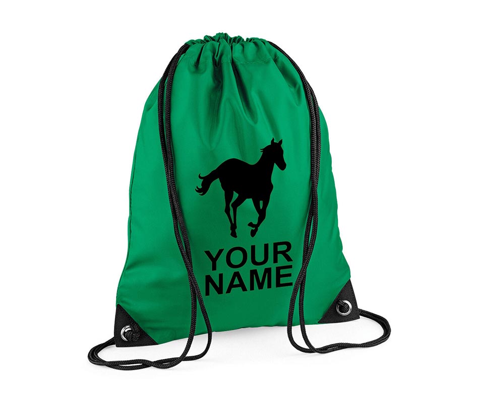 Personalised Unisex Equestrian Pull String Bag Drawstring Ballet Kids Gift Casual Backpack