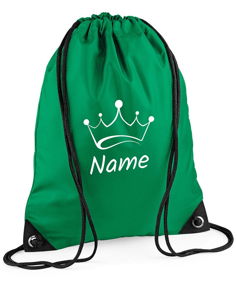 Personalised Crown Pull String Bag Unisex Drawstring Ballet Kids Gift